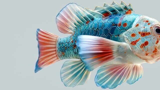 Vibrant and Colorful Mandarin Dragonet Fish Swimming Gracefully in Clear Water.