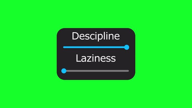 descipline and laziness animation in 4K animation with alpha channel laziness less descripline high on transparent background descipline and laziness in word ,business etc