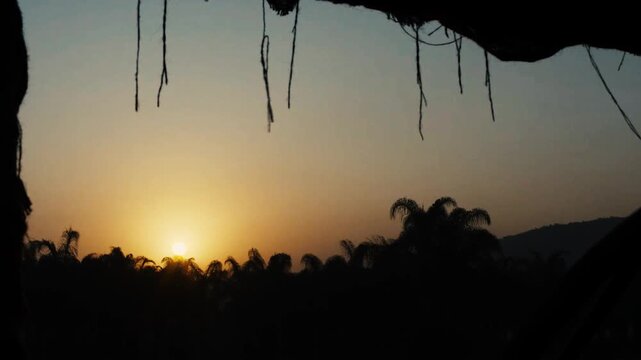 Beautiful sunset view, ropes moving slowly, 4k video cinematic background stock