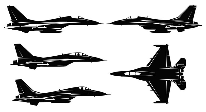 Silhouette Collection of Modern Fighter Jets