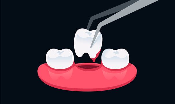 Tooth icon. Row of teeth in gum. Extracted tooth. Dental symbol for oral care and healthcare concepts. Vector illustration.
