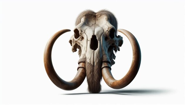 The skull of a mammoth white background