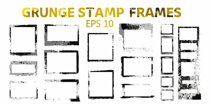 grunge stamp frames vector set on white background
