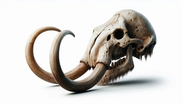 The skull of a mammoth white background