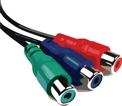 Audio video RCA connector cables isolated multimedia connection equipment vector illustration