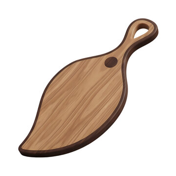Leaf-shaped wooden cutting board with handle