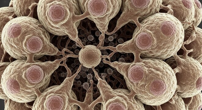Microscopic View of Liver Cells: A Detailed Scientific Image.