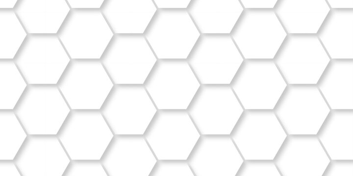 White abstract hexagonal paper background. Luxury digital white grid Pattern. Futuristic emboss honeycomb mosaic white background. geometric mesh cell texture. modern futuristic wallpaper.