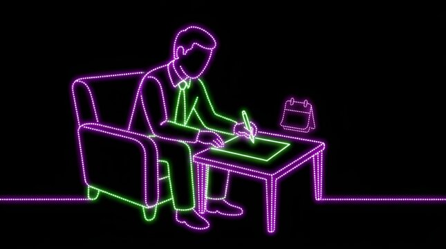 Man planning his schedule on a calendar from an armchair