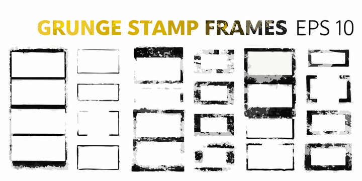 grunge stamp frames vector set on white background