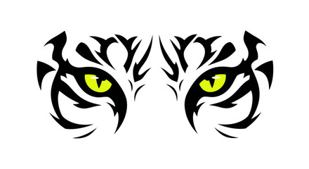 Tiger Eyes Tribal Tattoo Graphic - Fierce Animal Face Design © ninis