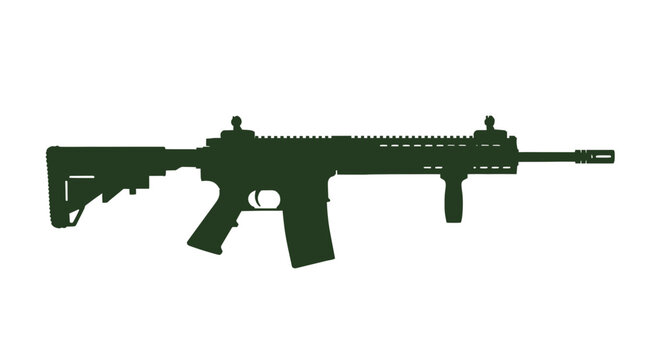 Assault Rifle Silhouette - Modern Military Weapon Icon