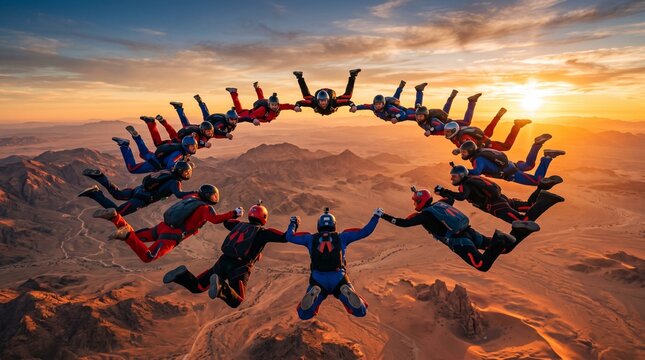 group of people skydiving