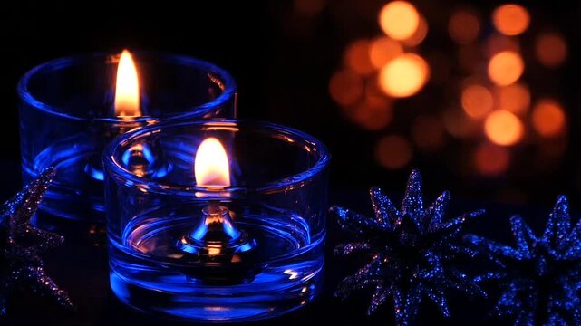 Blue Glass Candle Flame &ndash; Wide Left Composition