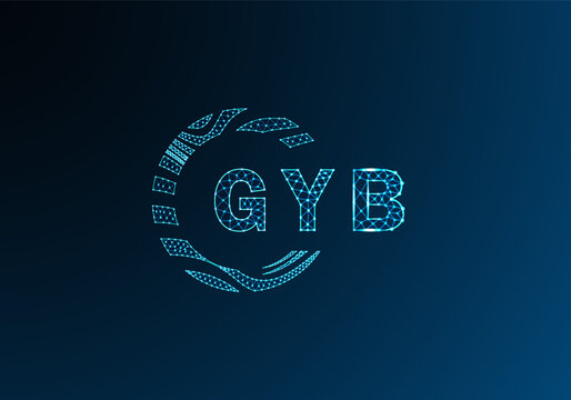 GYB low poly letter logo vector design. GYB lower poly logo design. GYB unique low poly logo design.