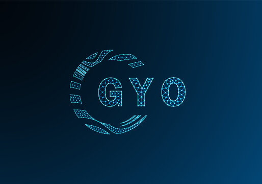 GYO low poly letter logo vector design. GYO lower poly logo design. GYO unique low poly logo design.