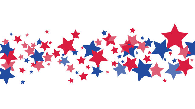 Vibrant red and blue stars arranged in a festive horizontal pattern for patriotic holiday celebration design