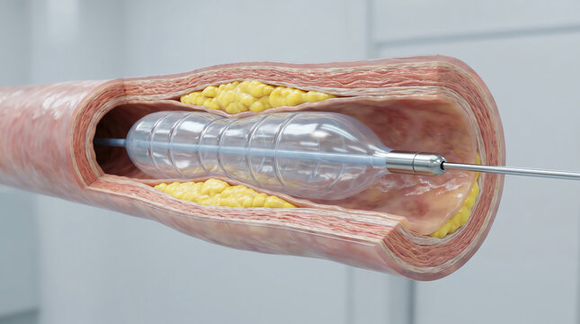 Balloon Angioplasty Catheter Inflating Inside Blocked Artery