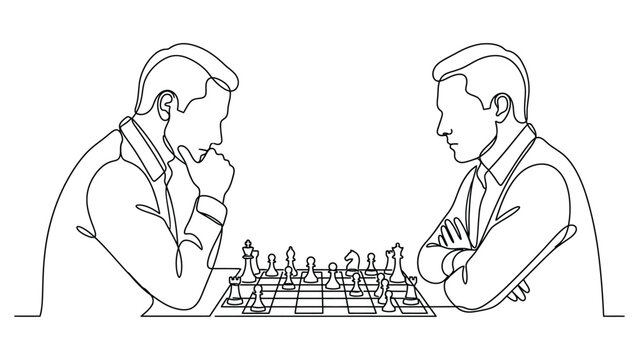 Two businessmen playing chess game strategy.