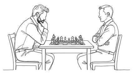 Obraz premium Two men playing chess game strategy.