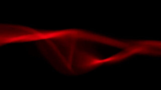 Vibrant red light energy flows smoothly as an abstract wave pattern on a black background providing a futuristic graphic design element