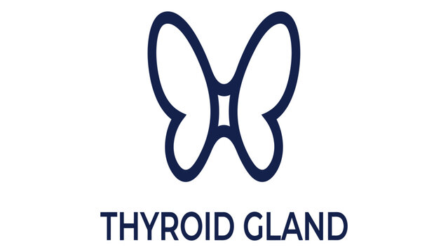 Thyroid gland icon illustrates the butterfly shape of the human organ.