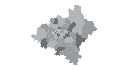 Fototapeta premium Abstract Map of Administrative Divisions in Various Shades of Gray
