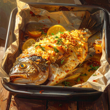 Golden Baked Fish With Herbs