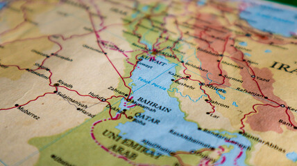 Map of the Persian Gulf, an extension of the Gulf of Oman between the Arabian Peninsula and Iran. © Jimmy