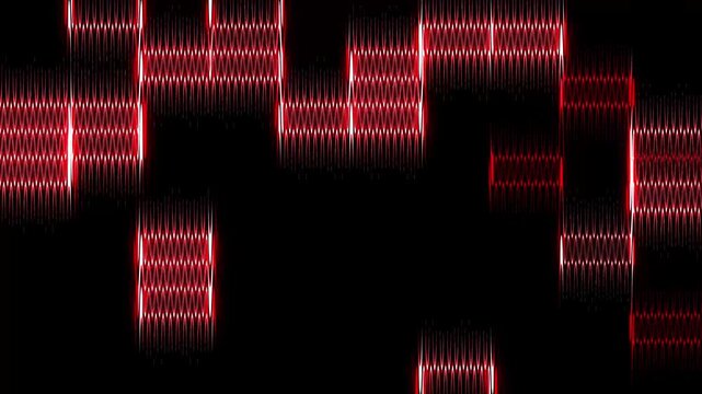 Abstract red and white equalizer bars on black background