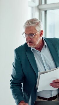 Welcome, handshake and man with folder in office meeting, contract agreement or financial partnership. Greeting, mature person and shaking hands with team, investment paperwork or b2b acquisition