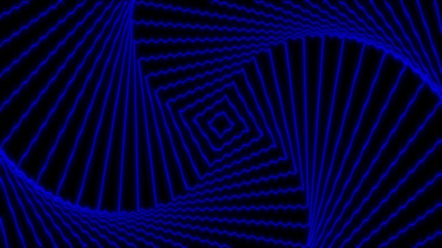 Abstract neon blue line pattern with diamond shapes on black background