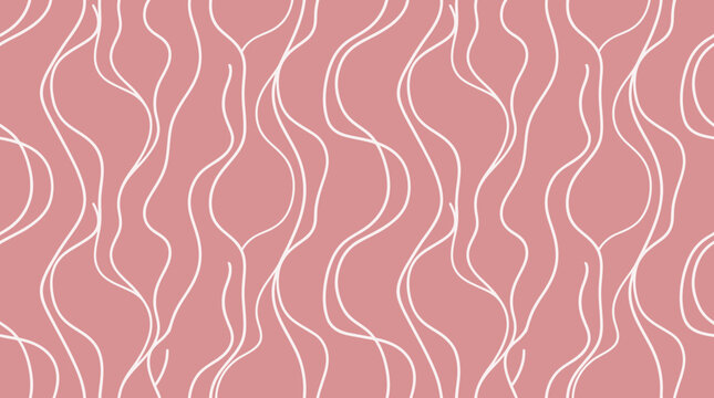 A vibrant pink background featuring a white wavy pattern design