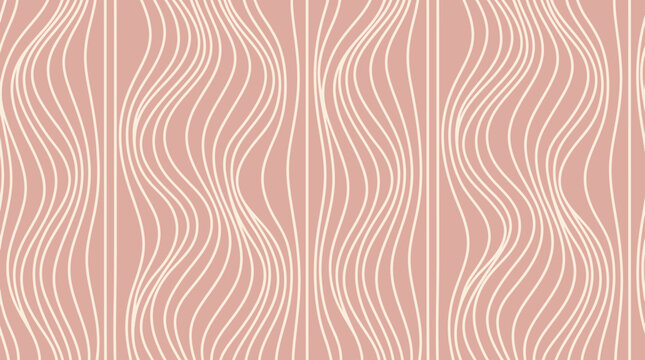 A salmon pink wallpaper with a pattern of wavy lines and vertical stripes.