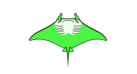 Green Manta Ray Cartoon Illustration © askew