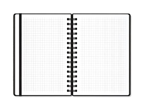 Blank spiral bound notebook pages.