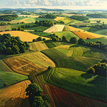 Beautiful rolling hills agricultural landscape