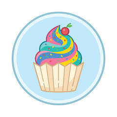 Obraz premium Colorful Cupcake With Swirly Frosting.