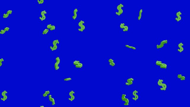 3D Golden dollar symbol animation showing business growth. Blue Background. Full HD. 4K