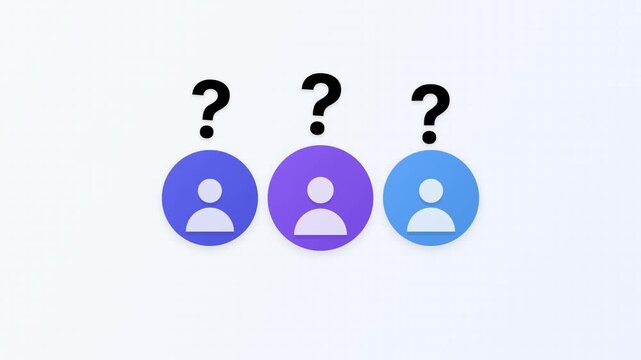 User profile icons with question marks appearing on a white background