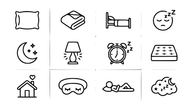Title
Comfort sleep and relaxation outline icon set with pillow blanket and bedtime symbols editable stroke vector collection
Keywords (30)