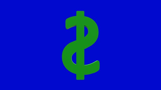 3D Golden dollar symbol animation showing business growth. Blue Background. Full HD. 4K