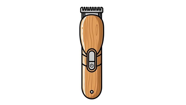 An illustration of a brown electric shaver with a white switch