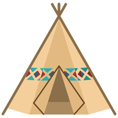 Illustration of a native american teepee with decorative tribal pattern plains indian geometric pat © Nisha