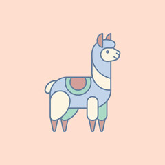 Colorful llama standing alone profile. © Supra