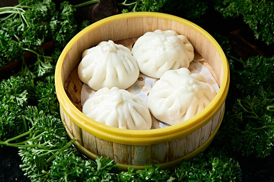 Steamed handmade pork buns for breakfast