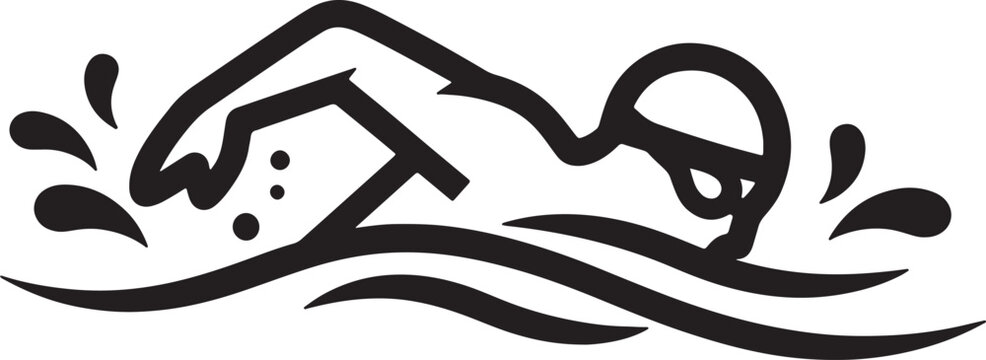 Swimmer stroke line icon with swimming pool swimming exercise