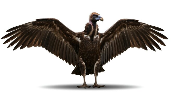 Cinereous Vulture Isolated on Clean Background &ndash; Majestic Wild Scavenger Bird