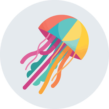 Colorful jellyfish in vibrant hues.