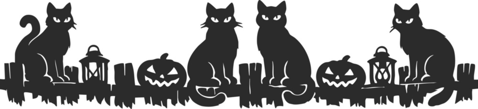 Halloween border silhouette illustration decorative